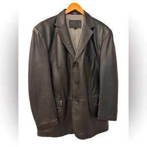 Stafford Men's Executive Genuine Black Leather Blazer Jacket Size Large